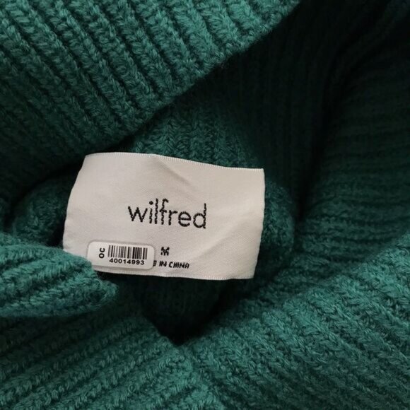 Aritzia Teal Green Chunky Knit Merino Wool Long Sleeve Pullover Sweater - M - Picture 9 of 9